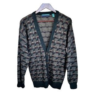 Vintage 90s Claybrooke
Cableknit Cardigan Sweater Men Size XL